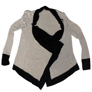 Theme Black & White Striped Cardigan Sweater